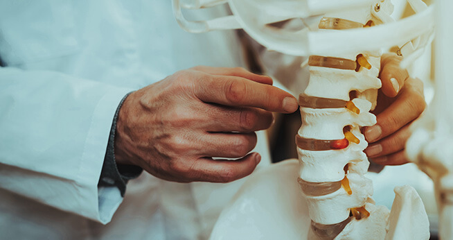 Doctor looking at a spinal injury